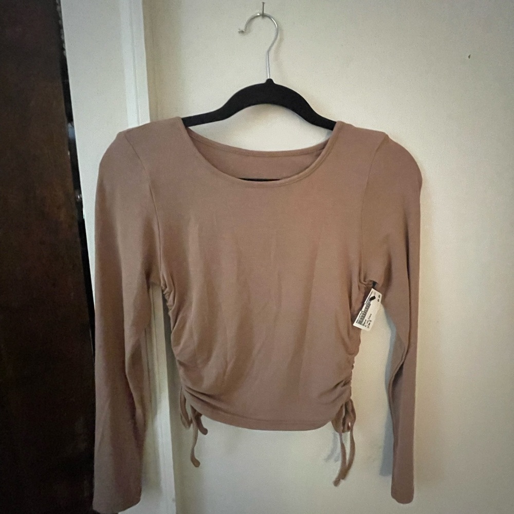 Brown cinched crop top